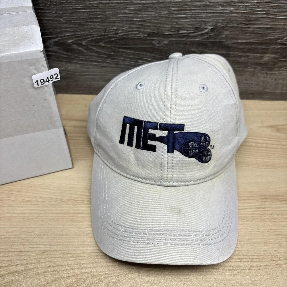 MET Logo Vantage‎ Hat Cap Strap Back Mens One Size Beige Twill Baseball